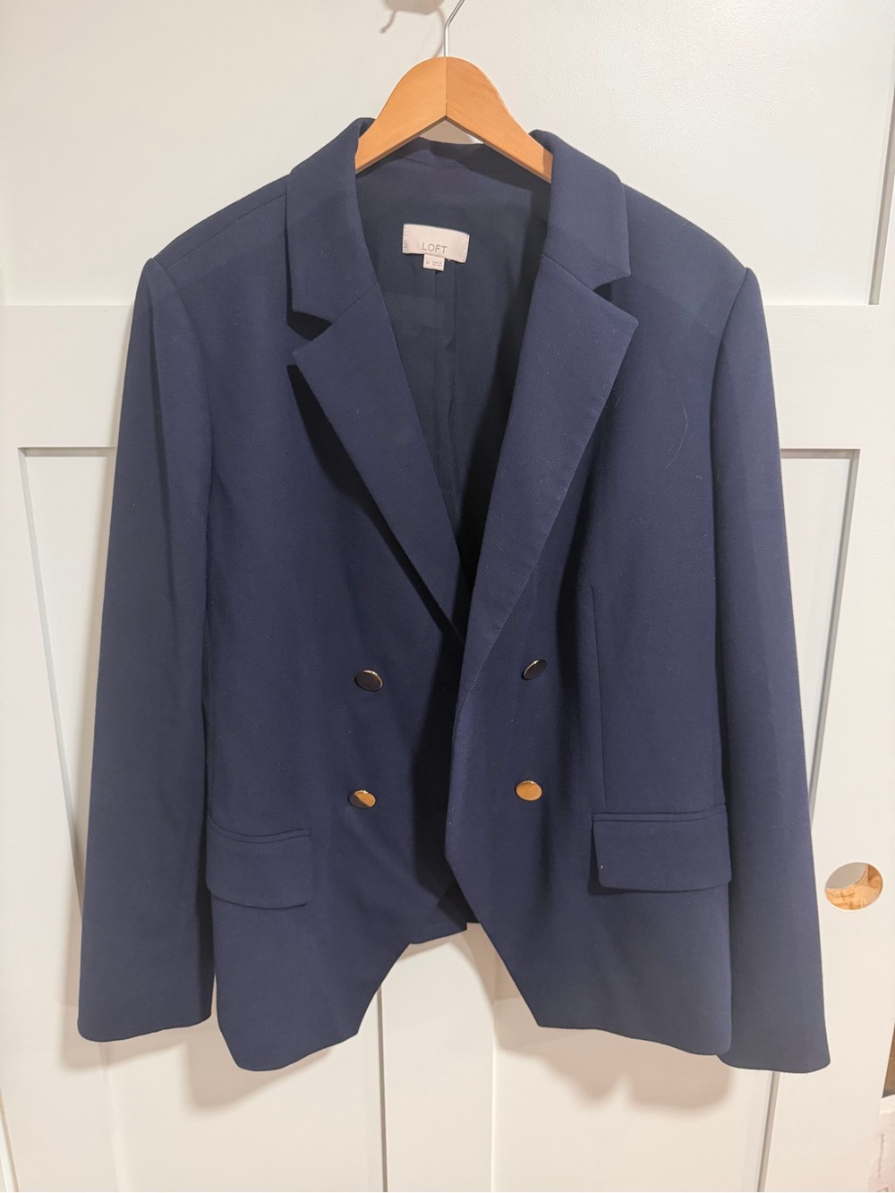 LOFT Dark Navy Double Breasted Tailored Blazer